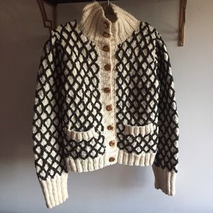 TORY BURCH heavy 100% wool Cableknit sweater XS/S